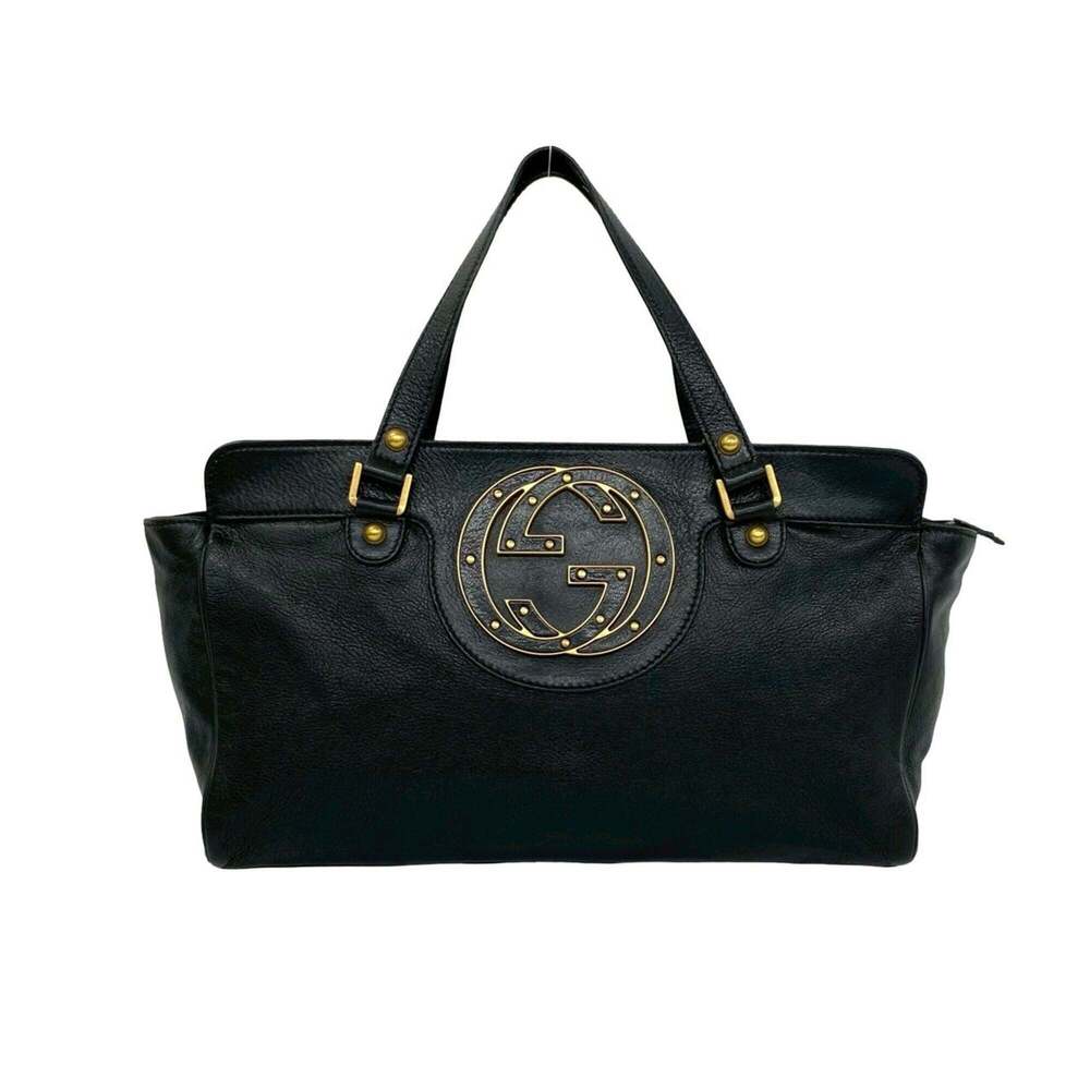 GUCCI Authentic Black Leather Tote Bag - Picture 1 of 10
